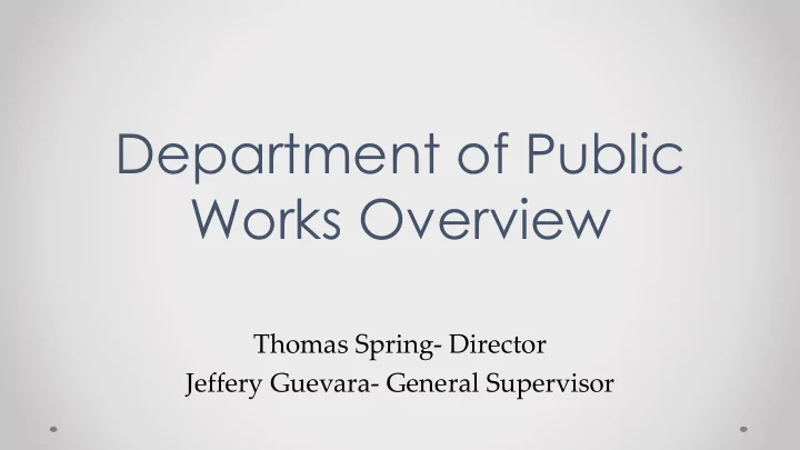 department of public works overview