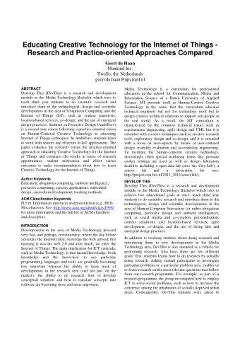 Educating Creative Technology for the Internet of Things -  Research and Practice-oriented