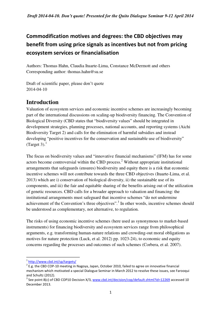 commodification motives and degrees the cbd objectives