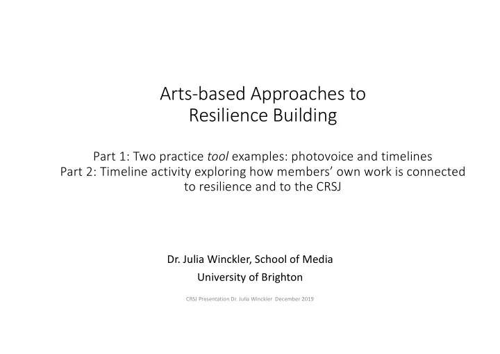 arts based approaches to resilience building