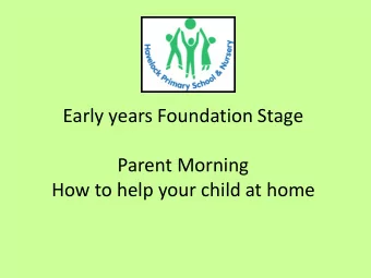 Early years Foundation Stage  Parent Morning  How to help your child at home  Aims  Tapestry