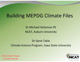 Building MEPDG  PDG Climate Files  Dr Michael H  el Heitzman PE  NCAT, Aubur  NCAT, Aubur  burn