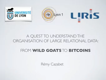A QUEST TO UNDERSTAND THE  ORGANISATION OF LARGE RELATIONAL DATA: FROM WILD GOATS TO BITCOINS