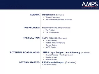 AGENDA Introduction (5 minutes)    Todays Presenters    Advanced Medical Pricing Solutions