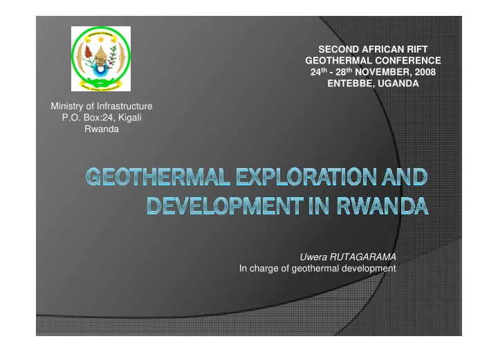 second african rift geothermal conference 24 th 28 th