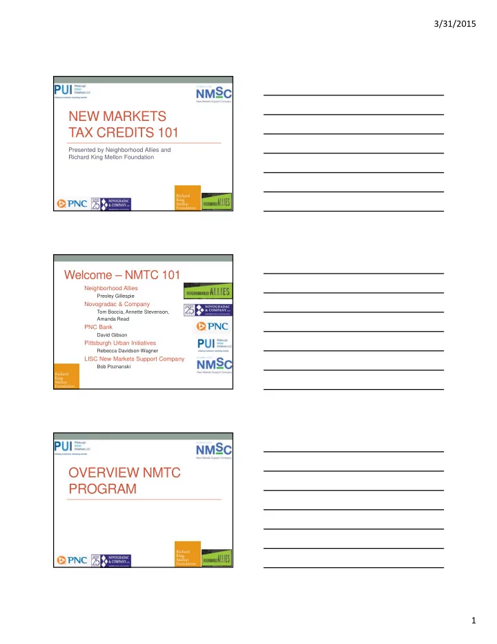 new markets tax credits 101