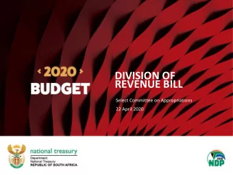 REVENUE BILL  Select Committee on Appropriations  22 April 2020  Outli  line of  of th  the