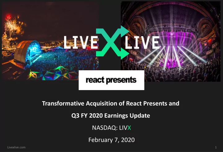 transformative acquisition of react presents and q3 fy