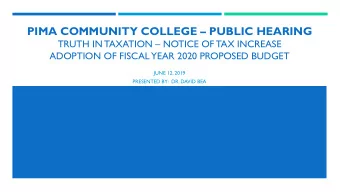 PIMA COMMUNITY COLLEGE  PUBLIC HEARING TRUTH IN TAXATION  NOTICE OF TAX INCREASE  ADOPTION OF