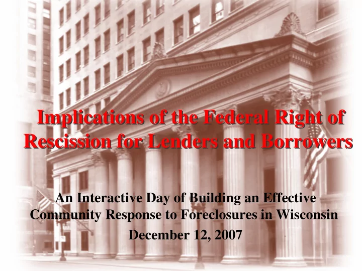 implications of the federal right of implications of the
