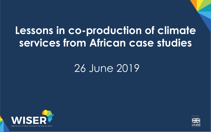 lessons in co production of climate services from african