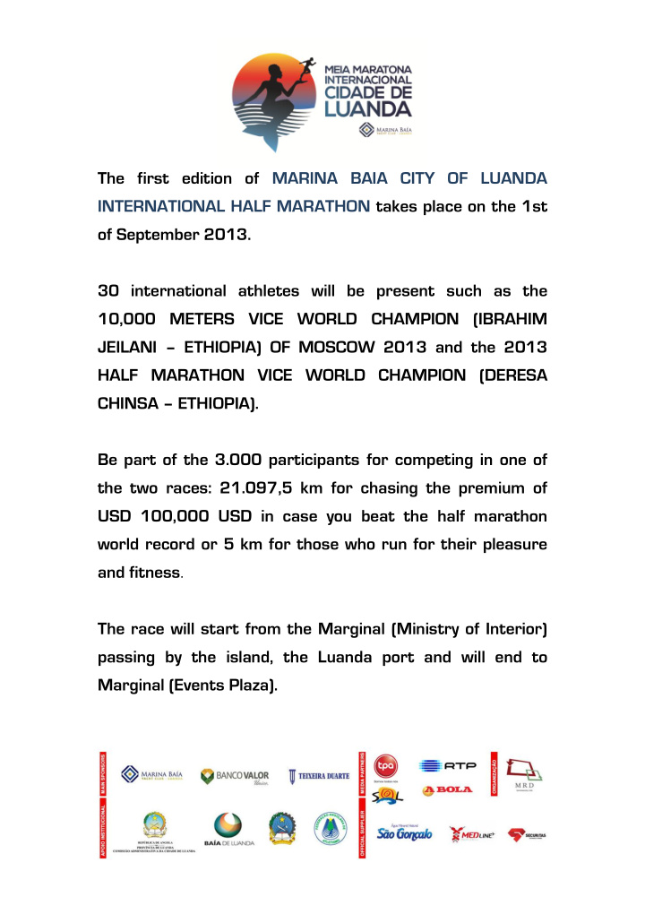 the first edition of marina baia city of luanda