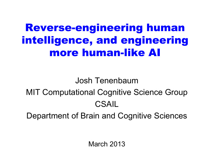 reverse engineering human intelligence and engineering