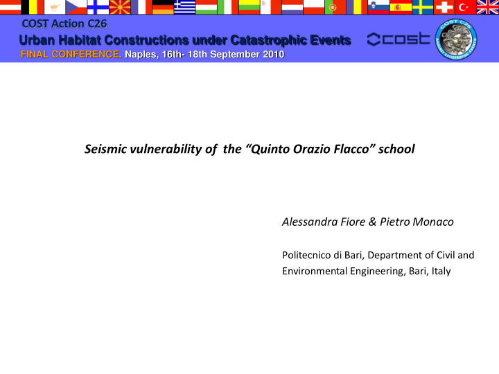seismic vulnerability of the quinto orazio flacco school