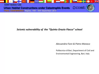 Seismic vulnerability of  the Quinto Orazio Flacco school  Alessandra Fiore &amp; Pietro