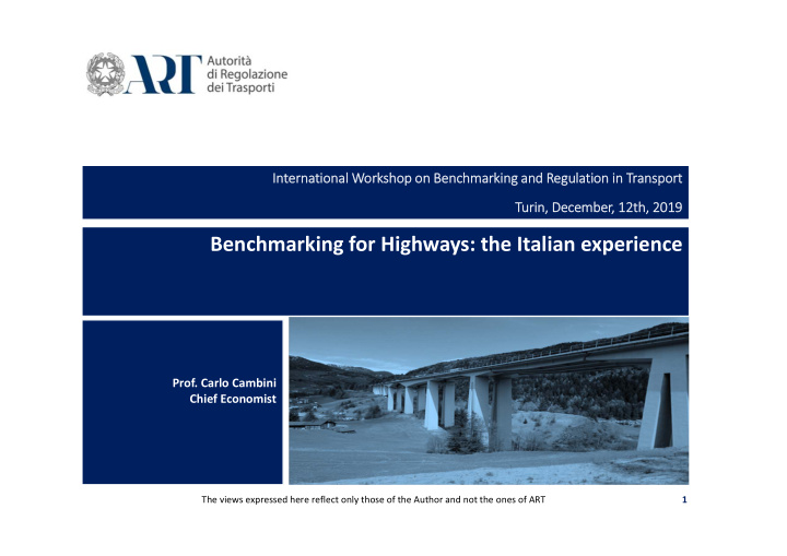 benchmarking for highways the italian experience