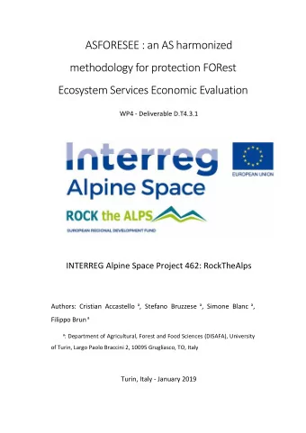 ASFORESEE : an AS harmonized  methodology for protection FORest Ecosystem Services Economic