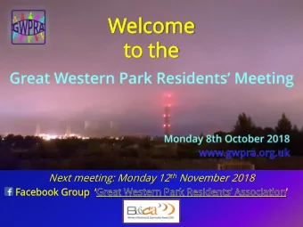 to  to th  the Next meeting: Monday 12 th November 2018  Facebook Group     Age  gend nda