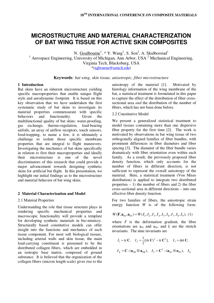 microstructure and material characterization of bat wing