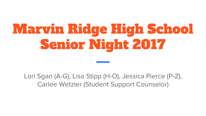 marvin ridge high school senior night 2017