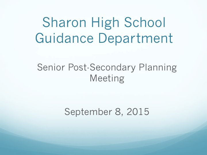 sharon high school guidance department