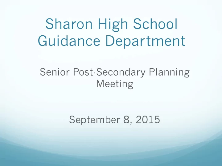 sharon high school guidance department