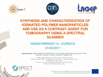 SYNTHESIS AND CHARACTERIZATION OF  IODINATED POLYMER NANOPARTICLES  AND USE AS A CONTRAST AGENT FOR
