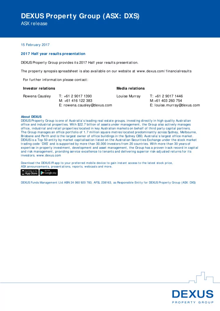 dexus property group asx dxs