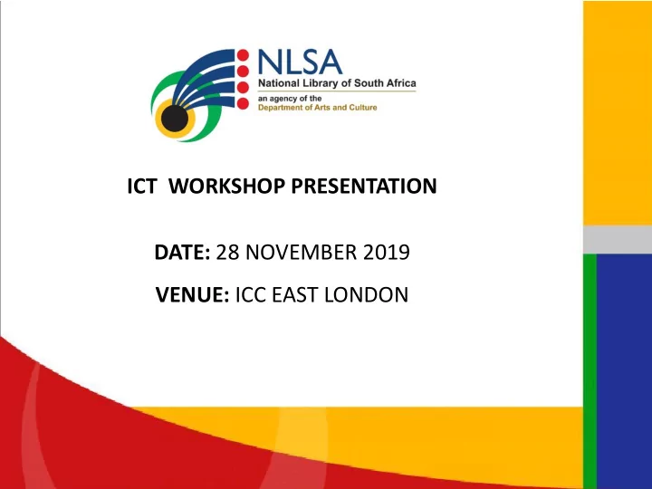 venue icc east london mzansi libraries online mlo