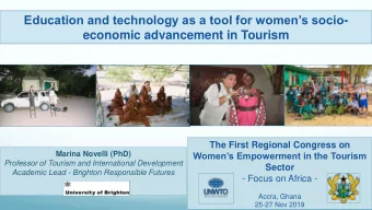 Education and technology as a tool for womens socio - economic advancement in Tourism  The First