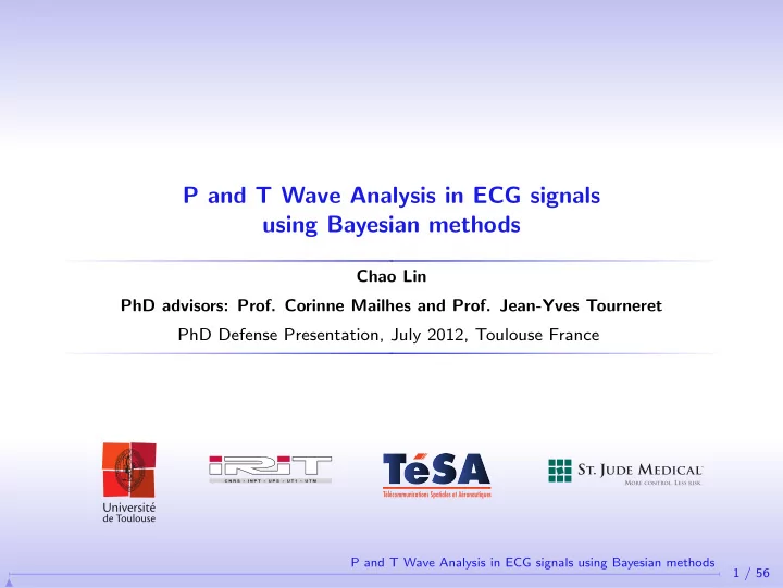 p and t wave analysis in ecg signals using bayesian