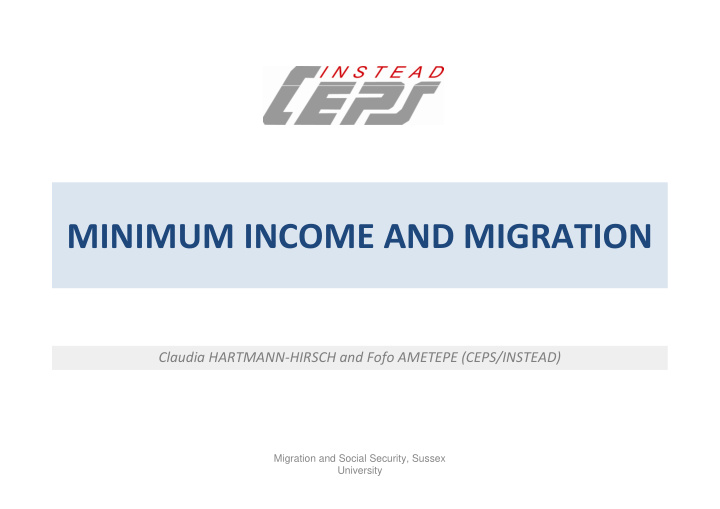 minimum income and migration