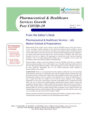 Pharmaceutical &amp; Healthcare  Services Growth  Post COVID-19  Volume 1, I ssue 1  May 2020  From