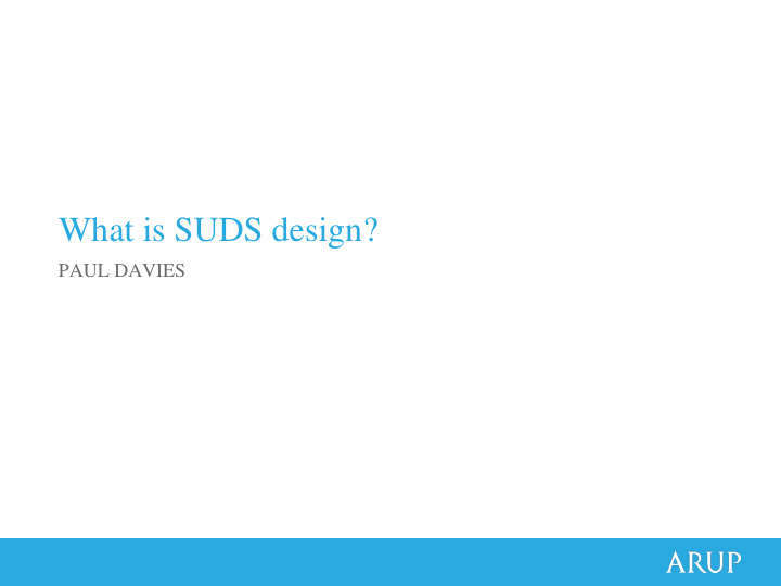 what is suds design