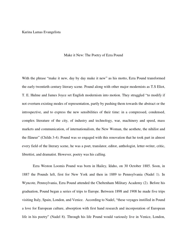 karina lamas evangelista make it new the poetry of ezra