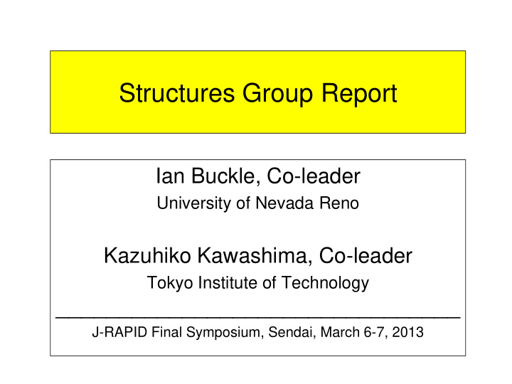 structures group report