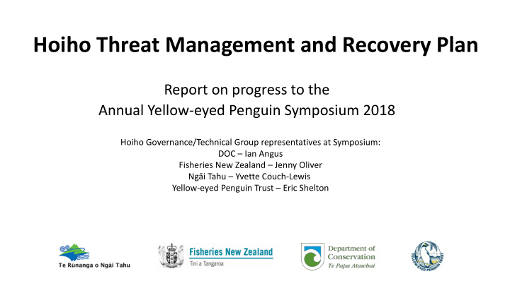 hoiho threat management and recovery plan