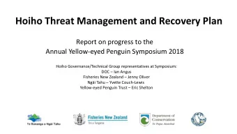 Hoiho Threat Management and Recovery Plan  Report on progress to the  Annual Yellow-eyed Penguin