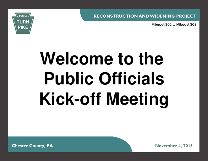 welcome to the public officials kick off meeting