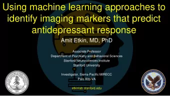 Using machine learning approaches to  identify imaging markers that predict  antidepressant