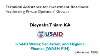 Dieynaba  Thiam KA  USAID Water, Sanitation, and Hygiene  Finance (WASH-FIN)  Technical Assistance