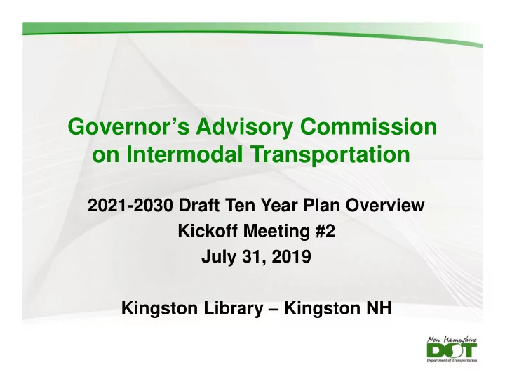 governor s advisory commission on intermodal