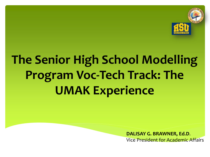 the senior high school modelling program voc tech track