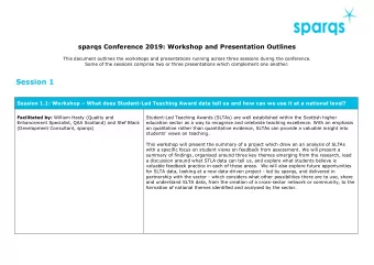 Session 1 Session 1.1: Workshop  What does Student-Led Teaching Award data tell us and how can