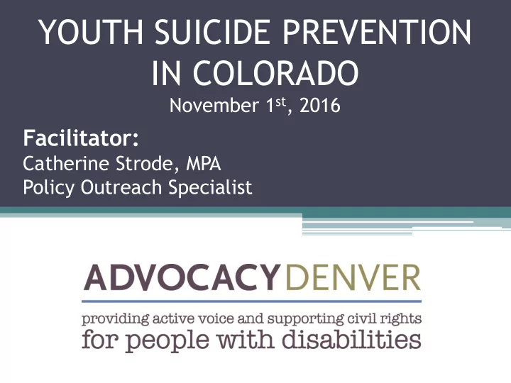 youth suicide prevention