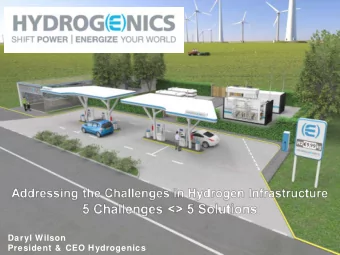 Daryl Wilson  President &amp;  CEO Hydrogenics  Five Challenges of Fuelling Infrastructure  1.