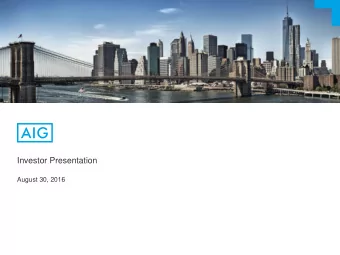 Investor Presentation  August 30, 2016  Cautionary Statement Regarding Forward Looking  Information