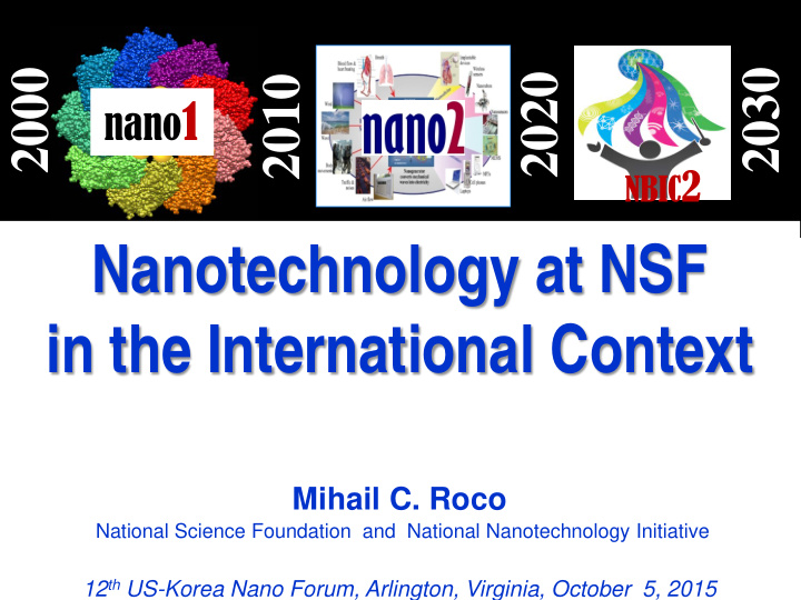 nanotechnology at nsf in the international context