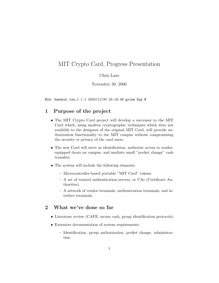 mit crypto card progress presentation