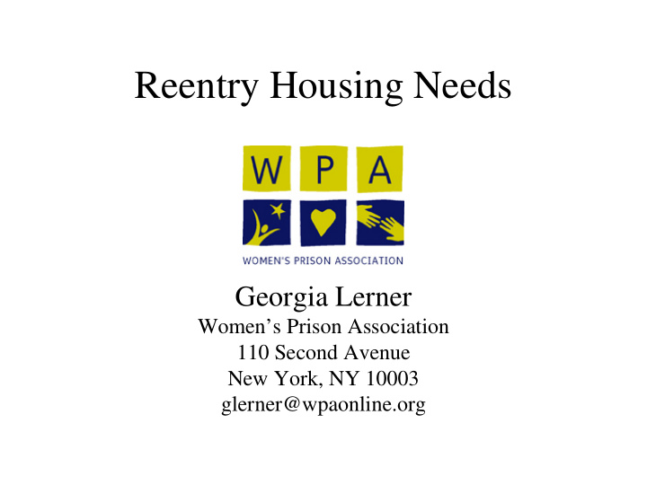 reentry housing needs